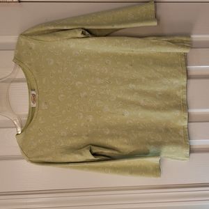 Talbots Petites Green Ocean Themed Cotton Shirt